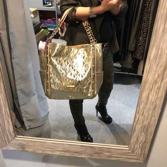 michael kors gold metallic handbag
